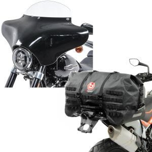 Set: Batwing Verkleidung mit Windschild M für Chopper und Bobber BW8 -klar + Hecktasche SX70 70Ltr wasserdicht in schwarz_1