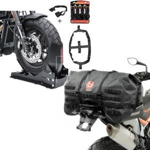 Set: Set SW15 Motorradwippe Easy Vario Fix und Fixiergurte Set schwarz + Hecktasche SX70 70Ltr wasserdicht in schwarz_1