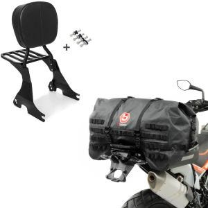 Set: Sissybar für Harley Sportster 883 Iron 09-20 inkl. Gepäckträger + Hecktasche SX70 70Ltr wasserdicht in schwarz_1