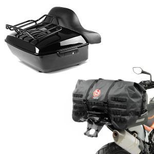 Sett: Toppveske King NLB egnet for Harley Davidson Touring 14-22 uten hull Craftride + motorsykkel halebag Bagtecs SX70 70Ltr vanntett i svart