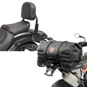Sett: Sissy bar XS3 egnet for Kawasaki Vulcan S / Café 15-24 svart + halebag SX70 70Ltr vanntett i svart