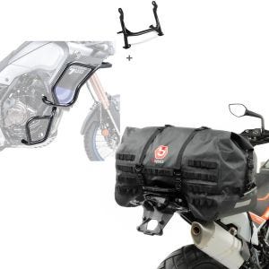 Set: Sturzbügel Hauptständer Set für Yamaha Tenere 700 19-21 oben unten + Hecktasche SX70 70Ltr wasserdicht in schwarz_1
