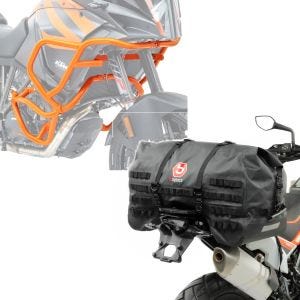 Set: Sturzbügel Set für KTM 1290 Super Adventure R / S / T 17-20 orange + Hecktasche SX70 70Ltr wasserdicht in schwarz_1