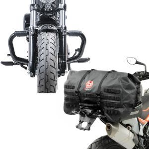 Set: Sturzbügel Mustache II für Harley Sportster 04-20 Schutzbügel + Hecktasche SX70 70Ltr wasserdicht in schwarz_1