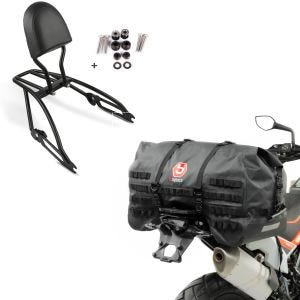 Set: Sissybar Harley Street 750 15-20 Fast Driver-S inkl. Gepäckträger + Hecktasche SX70 70Ltr wasserdicht in schwarz_1