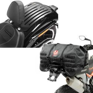 Set: Set Fahrer Rückenlehne Gepäckträger für Harley Breakout / 114 18-20 + Hecktasche SX70 70Ltr wasserdicht in schwarz_1
