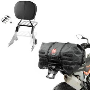 Set: Sissy Bar mit Gepäckträger für Harley Sportster 1200 Custom 04-20 + Hecktasche SX70 70Ltr wasserdicht in schwarz_1