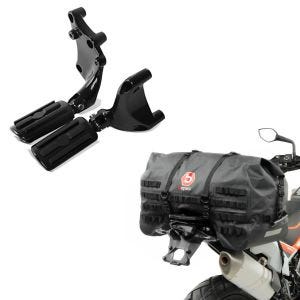 Set: Sozius Fussrasten Set für Harley Sportster Forty-Eight 48 14-20 + Hecktasche SX70 70Ltr wasserdicht in schwarz_1