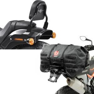 Set: Sissy Bar CSS Fix für Harley Fat Bob / 114 18-21 schwarz + Hecktasche SX70 70Ltr wasserdicht in schwarz_1