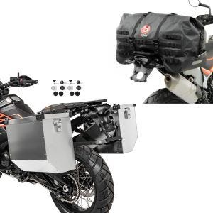 Set: Alukoffer Set für Honda Transalp XL 600/ 650/ 700 V Atlas 36-41 + Hecktasche SX70 70Ltr wasserdicht in schwarz_1
