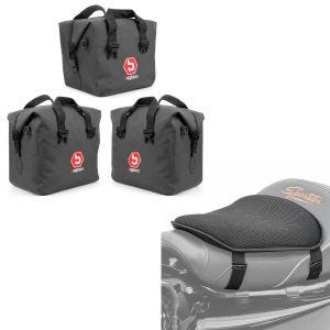 Sett: innerposer for aluminiumskoffert egnet for BMW R 1250 GS / Adventure 19-24 + gel setepute M universal komfortpute svart