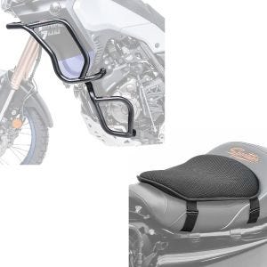 Set: Sturzbügel Set für Yamaha Tenere 700 19-21 oben und unten Schutzbügel + Gel Sitzkissen M Universal Komfortkissen schwarz_1