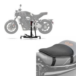 Set: Zentralständer Honda CB 1000 R 18-21 Motorradheber Power-Evo + Gel Sitzkissen M Universal Komfortkissen schwarz_1