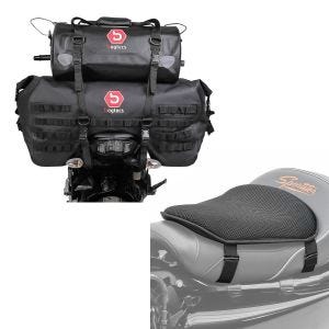 Set: Hecktasche Set SX70 + XF30 Volumen 100 L Drybag Wasserdicht + Gel Sitzkissen M Universal Komfortkissen schwarz_1