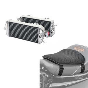 Set: Kühler Radiator für Gas Gas EC / MC 200 / 250 / 300 07-17 + Gel Sitzkissen M Universal Komfortkissen schwarz_1