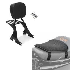 Sett: Sissy bar egnet for Harley Davidson Sportster 883 Iron 09-20 Craftride inkl. bagasjeholder og dockingsett svart + gel setepute M Tourtecs universal komfortpute svart.