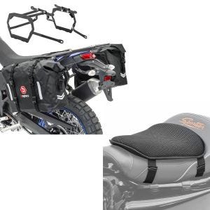 Set: Satteltaschen Set WP8 für Yamaha Tenere 700 19-21 mit Kofferträger + Gel Sitzkissen M Universal Komfortkissen schwarz_1