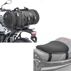 Set: Hecktasche TB8 Gepäckrolle inkl. Spanngurte 35Ltr in schwarz + Gel Sitzkissen M Universal Komfortkissen schwarz_1