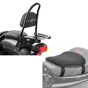 Set: Sissybar für Honda Rebel 500 17-21 Fast Rider-M inkl. Gepäckträger + Gel Sitzkissen M Universal Komfortkissen schwarz_1