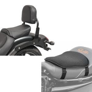 Set: Sissy Bar XS3 für Kawasaki Vulcan S / Café 15-21 schwarz + Gel Sitzkissen M Universal Komfortkissen schwarz_1