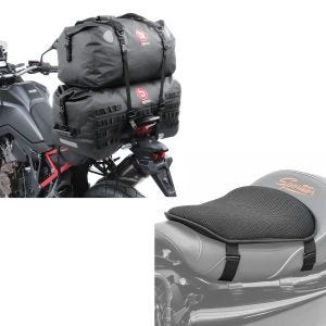 Set: Hecktasche Set SX70 + XF60 Volumen 130 L Dry Bag Wasserdicht + Gel Sitzkissen M Universal Komfortkissen schwarz_1