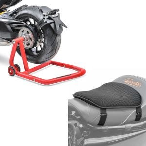 Sett: Enarmsstativ egnet for Ducati Hypermotard 950 / SP 19-21 arbeidsstativ Single Constands + Gel setepute M universal komfortpute svart