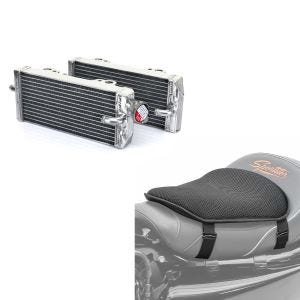 Set: Kühler Radiator für Gas Gas EC/ MC 200/ 250/ 300 98-06 rechts links + Gel Sitzkissen M Universal Komfortkissen schwarz_1