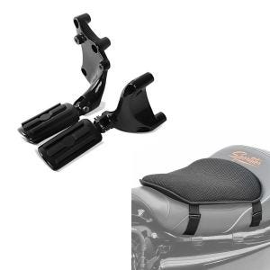 Set: Sozius Fussrasten Set für Harley Sportster Forty-Eight 48 14-20 + Gel Sitzkissen M Universal Komfortkissen schwarz_1