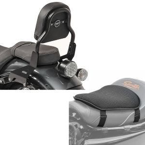 Sett: Sissy bar XS3 passer for Yamaha XV 950 / R 14-20 svart + gel setepute M universal komfortpute svart