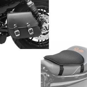 Set: Schwingentasche + Halter für Harley Sportster Forty-Eight 48 10-20 + Gel Sitzkissen M Universal Komfortkissen schwarz_1