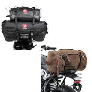 Set: Hecktasche Set SX70 + XF30 Volumen 100 L Drybag Wasserdicht + Hecktasche Vintage 35L Canvas Rucksack Gepäckrolle braun_1