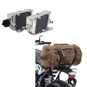 Set: Kühler Radiator für KTM SX 50 12-19 rechts links (Paar) + Hecktasche Vintage 35L Canvas Rucksack Gepäckrolle braun_1