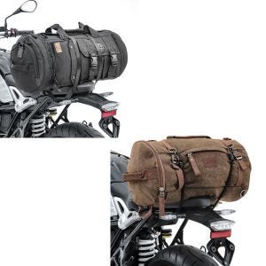 Set: Hecktasche TB8 Gepäckrolle inkl. Spanngurte 35Ltr in schwarz + Hecktasche Vintage 35L Canvas Rucksack Gepäckrolle braun_1