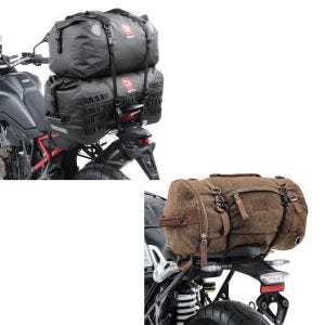 Set: Hecktasche Set SX70 + XF60 Volumen 130 L Dry Bag Wasserdicht + Hecktasche Vintage 35L Canvas Rucksack Gepäckrolle braun_1