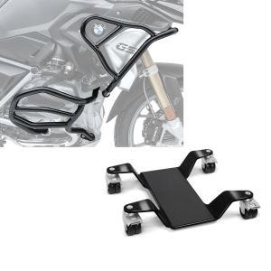 Set: Sturzbügel Set für BMW R 1250 GS 19-21 oben und unten XL8 Schutzbügel + Rangierhilfe für Hauptständer Easy Mover III bis 400kg in schwarz_1