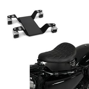 Set: Solo Federsattel mit Grundplatte SG11 schwarz + Rangierhilfe für Hauptständer Easy Mover III bis 400kg in schwarz_1