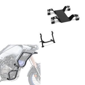 Set: Sturzbügel Hauptständer Set für Yamaha Tenere 700 19-21 oben unten + Rangierhilfe für Hauptständer Easy Mover III bis 400kg in schwarz_1