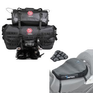 Set: Hecktasche Set SX70 + XF30 Volumen 100 L Drybag Wasserdicht + Luftkissen Air Deluxe M Komfort Sitzkissen in schwarz_1