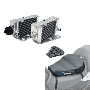 Set: Kühler Radiator für KTM SX 50 12-19 rechts links (Paar) + Luftkissen Air Deluxe M Komfort Sitzkissen in schwarz_1