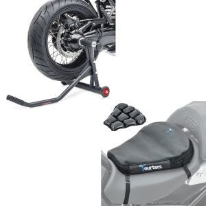 Set: Einarmständer BMW R NineT 14-20 Montageständer Single-Racing matt + Luftkissen Air Deluxe M Komfort Sitzkissen in schwarz_1