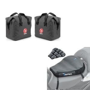 Set: Aluminium Koffer Innentasche für BMW R 1250 GS / Adventure 19-21 + Luftkissen Air Deluxe M Komfort Sitzkissen in schwarz_1