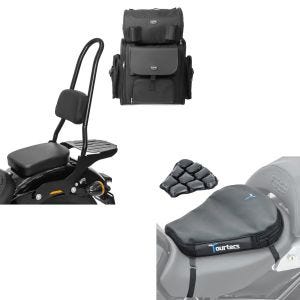 Set: Sissybar CSXL + Hecktasche für Harley Softail Street Bob 18-20 + Luftkissen Air Deluxe M Komfort Sitzkissen in schwarz_1