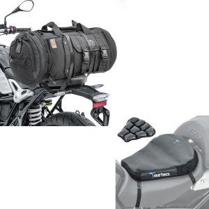 Set: Hecktasche TB8 Gepäckrolle inkl. Spanngurte 35Ltr in schwarz + Luftkissen Air Deluxe M Komfort Sitzkissen in schwarz_1