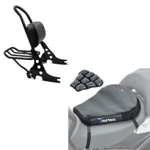 Set: Sissybar Harley Sportster Forty-Eight 48 10-20 Fast Rider-M + Luftkissen Air Deluxe M Komfort Sitzkissen in schwarz_1