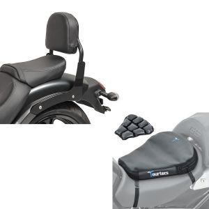 Set: Sissy Bar XS3 für Kawasaki Vulcan S / Café 15-21 schwarz + Luftkissen Air Deluxe M Komfort Sitzkissen in schwarz_1