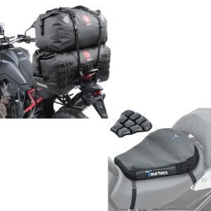 Set: Hecktasche Set SX70 + XF60 Volumen 130 L Dry Bag Wasserdicht + Luftkissen Air Deluxe M Komfort Sitzkissen in schwarz_1