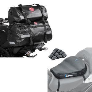 Set: Hecktasche Set XB50 + XF30 Volumen 80L Drybag Wasserdicht + Luftkissen Air Deluxe M Komfort Sitzkissen in schwarz_1