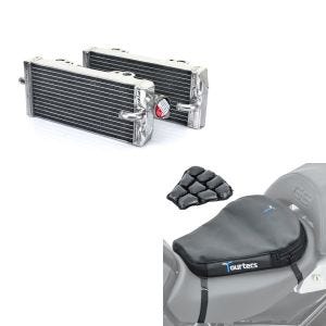 Set: Kühler Radiator für Gas Gas EC/ MC 200/ 250/ 300 98-06 rechts links + Luftkissen Air Deluxe M Komfort Sitzkissen in schwarz_1
