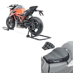 Set: Einarm Montageständer Set für BMW R NineT 14-20 hinten vorne CLS + Luftkissen Air Deluxe M Komfort Sitzkissen in schwarz_1