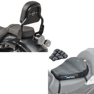 Sett: Sissy Bar XS3 passer til Yamaha XV 950 / R 14-20 svart + luftpute Air Deluxe M komfortsetepute i svart